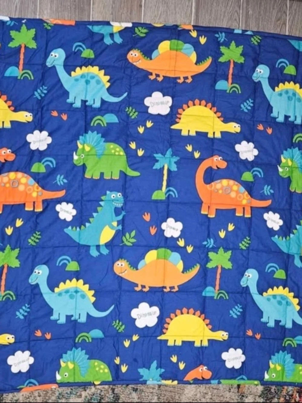 Kids Dinosaur Comforter - Blue/Orange/Yellow